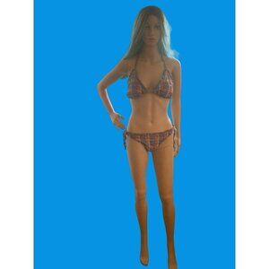 Women's String Bikini Searsucker Plaid Medium and Large Sizes Multi Color